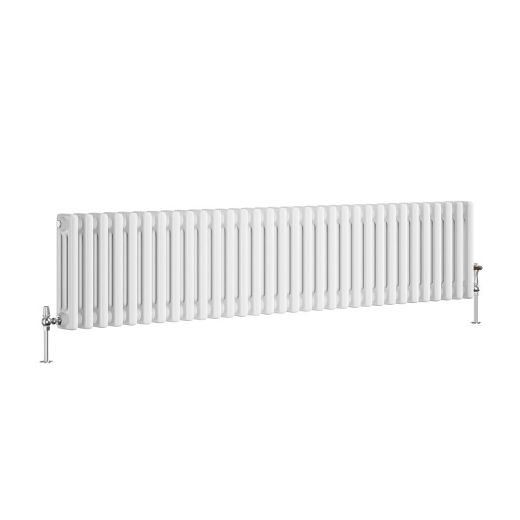 Reggio White Horizontal Triple Column Traditional Radiator 300x1460mm 3301 BTU - Cast Iron Style - Image 3