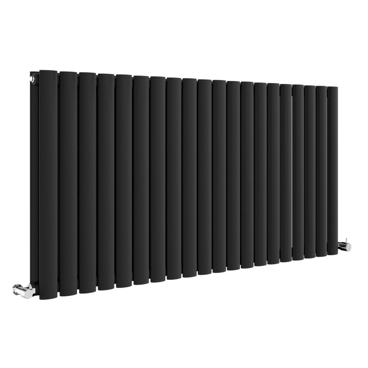 Sorrento Midnight Black Horizontal Oval Designer Radiator 600x1180mm Double Panel 4798 BTU - Image 3