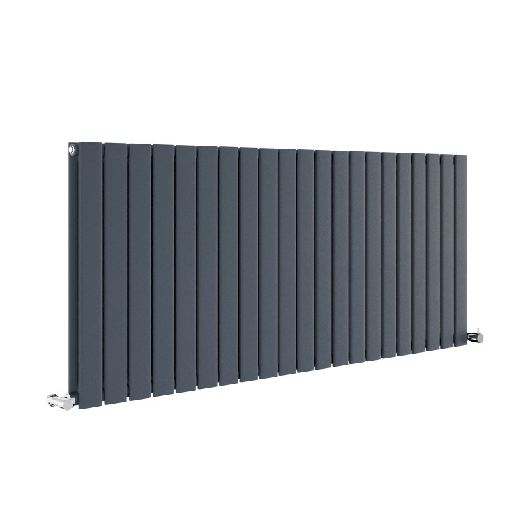 Riace Anthracite Horizontal Flat Designer Radiator 600x1428mm Double Panel 5398 BTU - Image 3