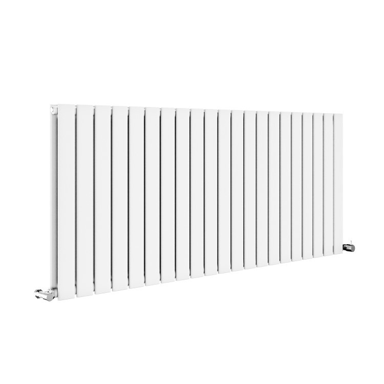 Riace White Horizontal Flat Designer Radiator 600x1428mm Double Panel 5398 BTU - Image 3