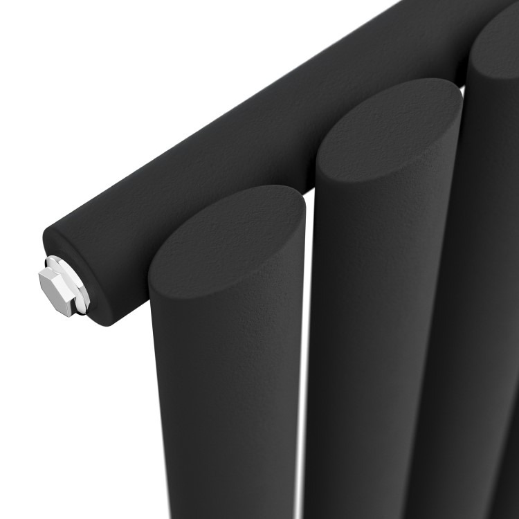 Sorrento Midnight Black Horizontal Oval Designer Radiator 600x1593mm Single Panel 4255 BTU - Image 4