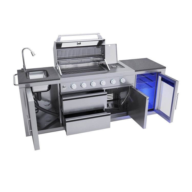 Monster Grill - Ultimate Outdoor Kitchen - 4 Burner Gas BBQ with Fridge and Sink - Image 3