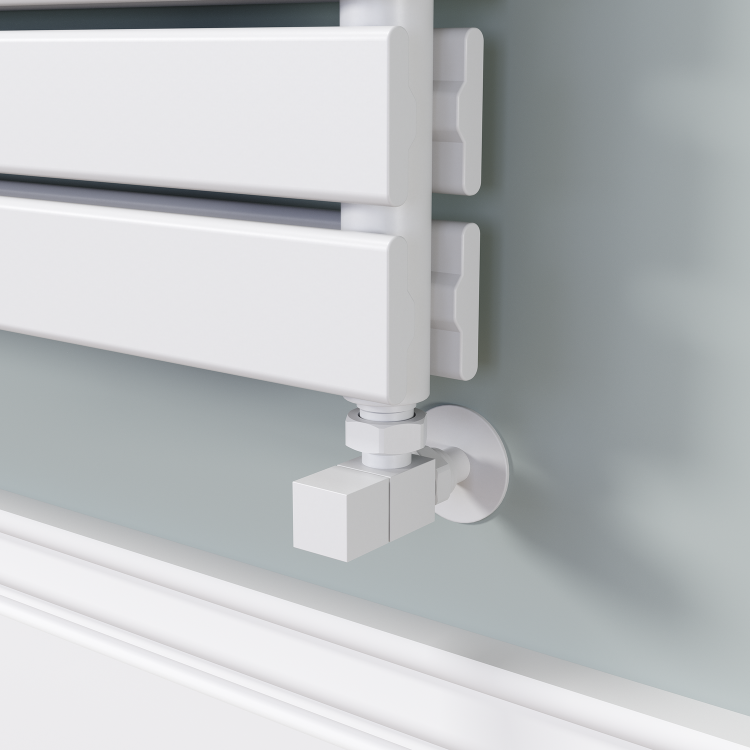 Riace Linea White Flat Designer Radiator 770x1800mm Double Panel 7645 BTU - Horizontal Bars - Image 3
