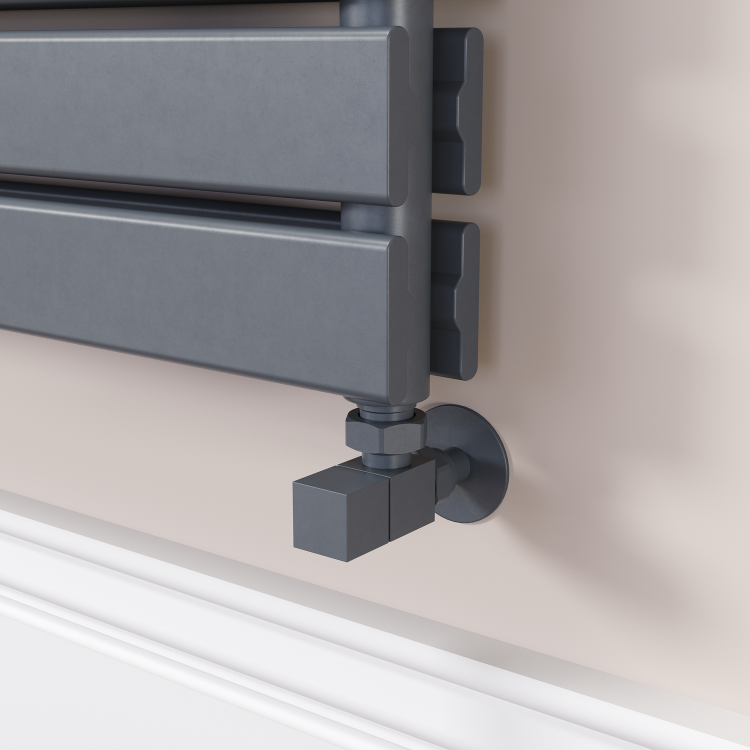 Riace Linea Dark Grey Anthracite Flat Designer Radiator 630x1400mm Double Panel 5027 BTU - Horizontal Bars - Image 3