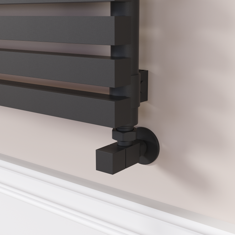 Ravello Linea Midnight Black Square Designer Radiator 810x1200mm Single Panel 4553 BTU - Horizontal Bars - Image 3