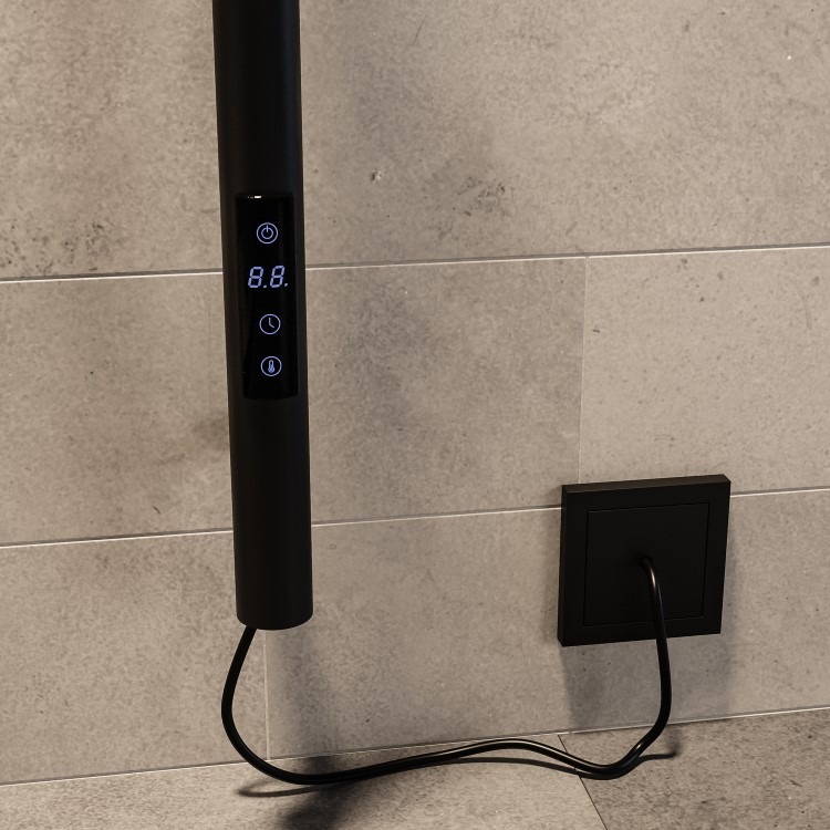 Black Vertical Electric Towel Radiator 1600mm - Sagaro - Image 4