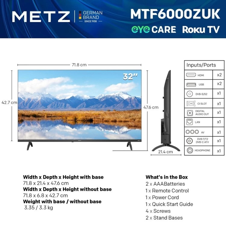 Metz 32MTF6000ZUK 32" 2K DLED Smart TV - Black - Image 4