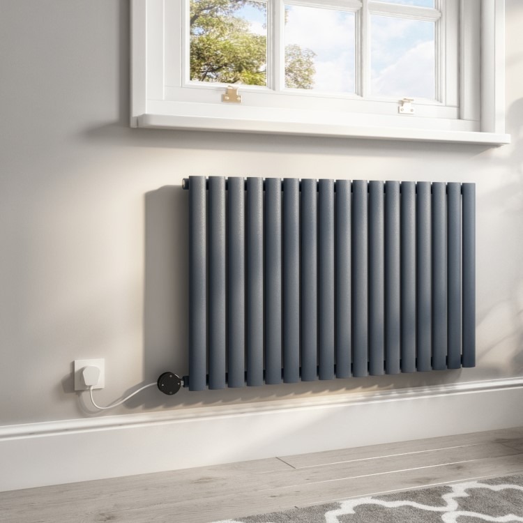 Anthracite Horizontal Smart Electric Radiator with Wi-Fi Thermostat - 1200W - H600xW1003mm - Bathroom Safe - Image 4