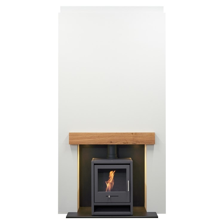 Prebuilt Media Wall with Bioethanol Log Burner-Style Fireplace - Acantha OKO S1 - Image 6