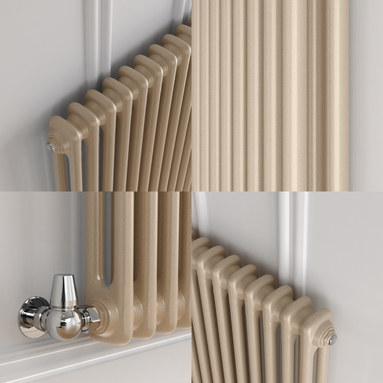 Reggio Cleopatra Horizontal Double Column Traditional Radiator 600x1190mm 4091 BTU - Cast Iron Style - Image 5