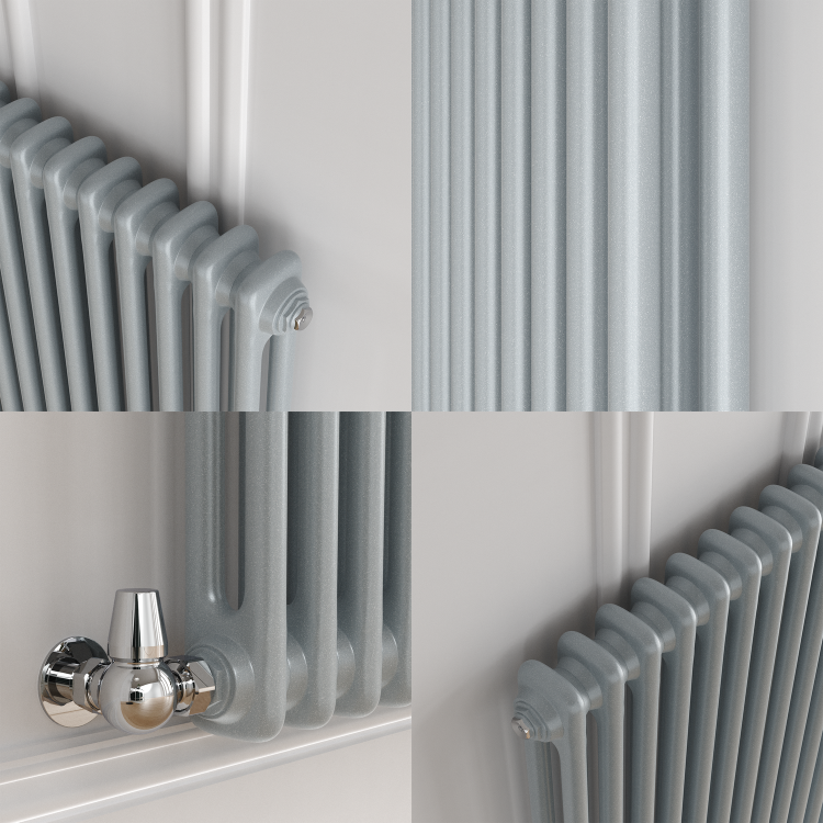Reggio Salt & Pepper Horizontal Double Column Traditional Radiator 600x1190mm 4091 BTU - Cast Iron Style - Image 5