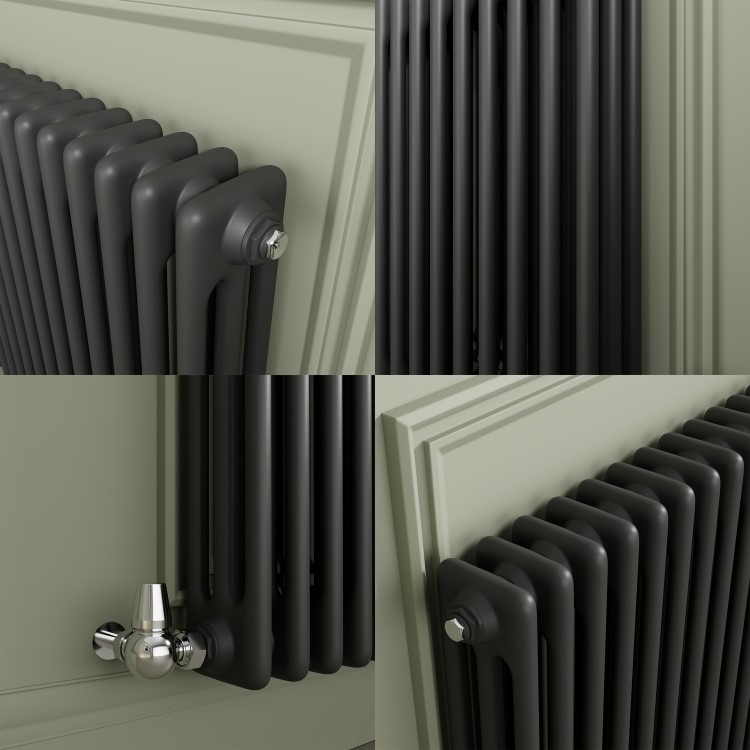 Reggio Anthracite Horizontal Triple Column Radiator 800x1010mm 5736 BTU - Cast Iron Style - Image 4