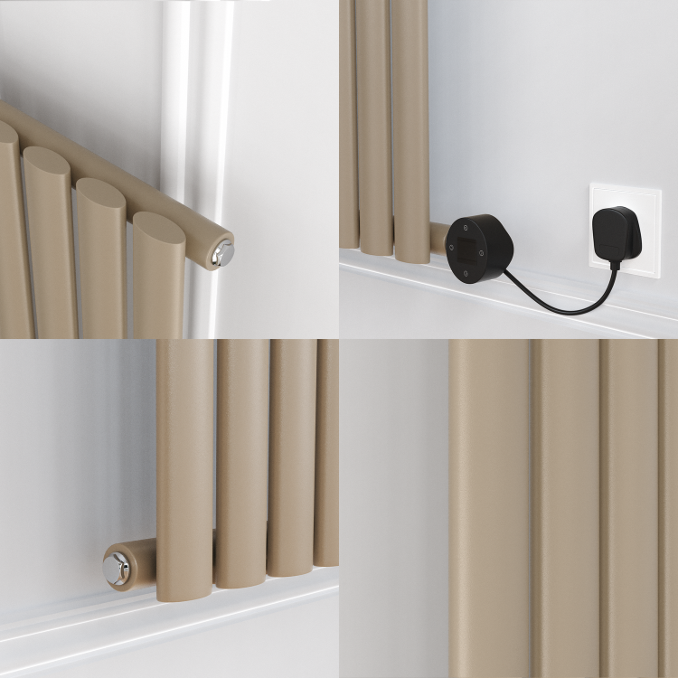 Beige Grey Horizontal Smart Electric Radiator with Wi-Fi Thermostat - 1200W - H600xW1000mm - Bathroom Safe - Image 5
