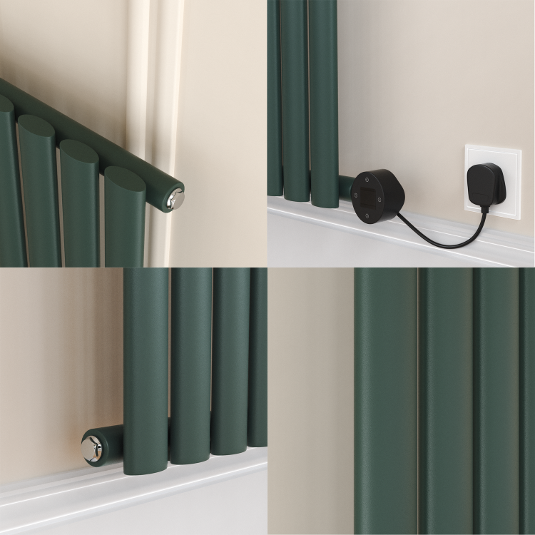 Sorrento Anthracite Horizontal Oval Designer Radiator 800x1593mm Double Panel 8218 BTU - Image 5