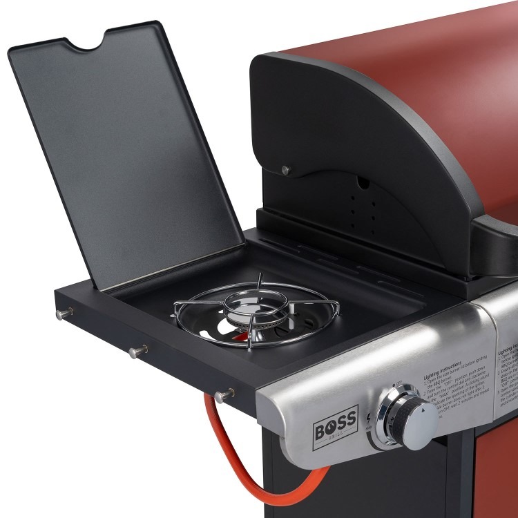 Boss Grill Kentucky Premium - 4 Burner Gas BBQ Grill with Side Burner - Red - Image 5