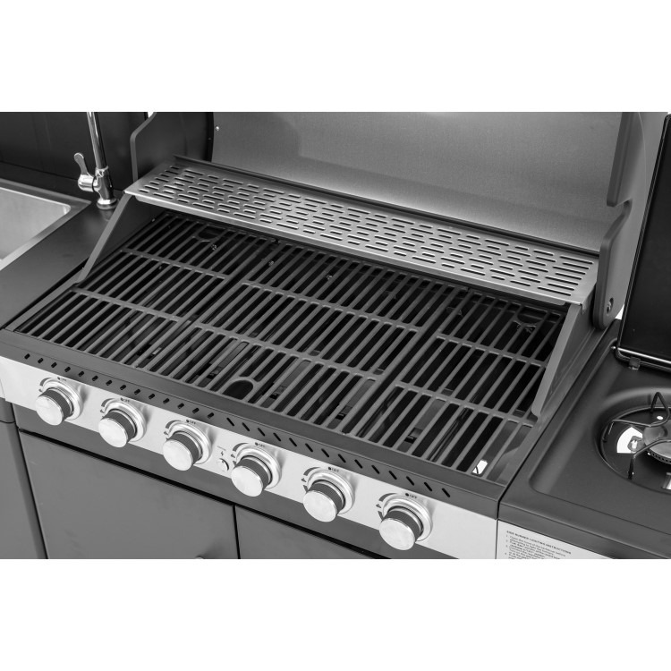 Boss Grill Alabama Modular Outdoor Kitchen - 6 Burner Gas BBQ with Sink - Black - Image 4