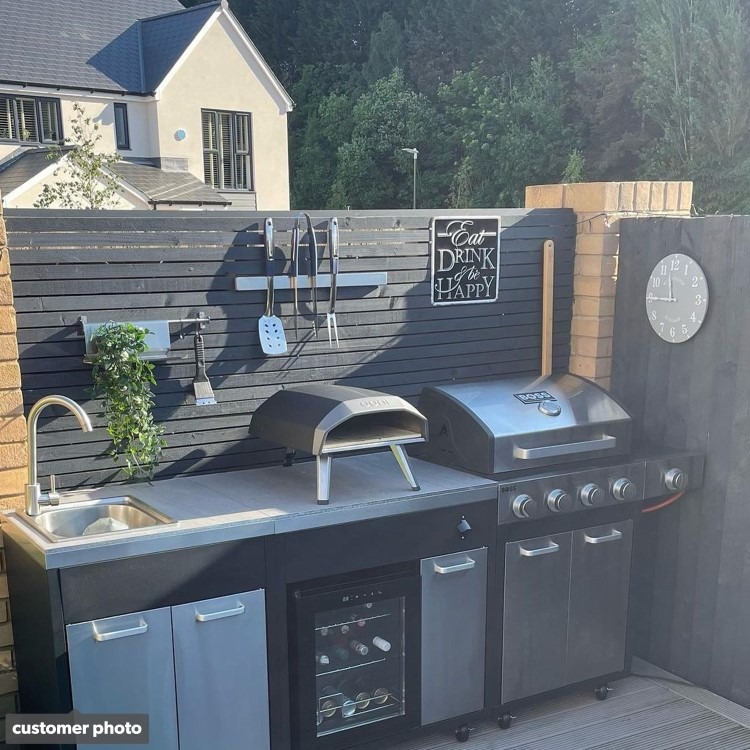 Boss Grill Outdoor Kitchen - 4 Burner Gas BBQ Grill with Beverage Cooler and Sink - Black - Image 3