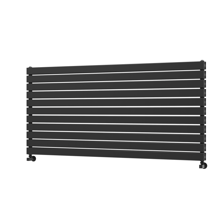 Riace Linea Midnight Black Flat Designer Radiator 770x1600mm Double Panel 6904 BTU - Horizontal Bars - Image 5