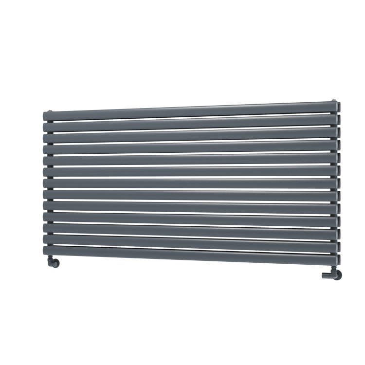 Sorrento Linea Dark Grey Anthracite Oval Designer Radiator 767x1600mm Double Panel 7379 BTU - Horizontal Bars - Image 5