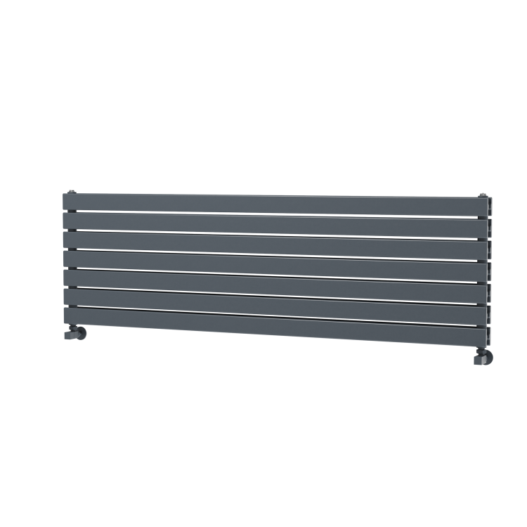 Riace Linea Dark Grey Anthracite Flat Designer Radiator 630x1200mm Double Panel 4386 BTU - Horizontal Bars - Image 5