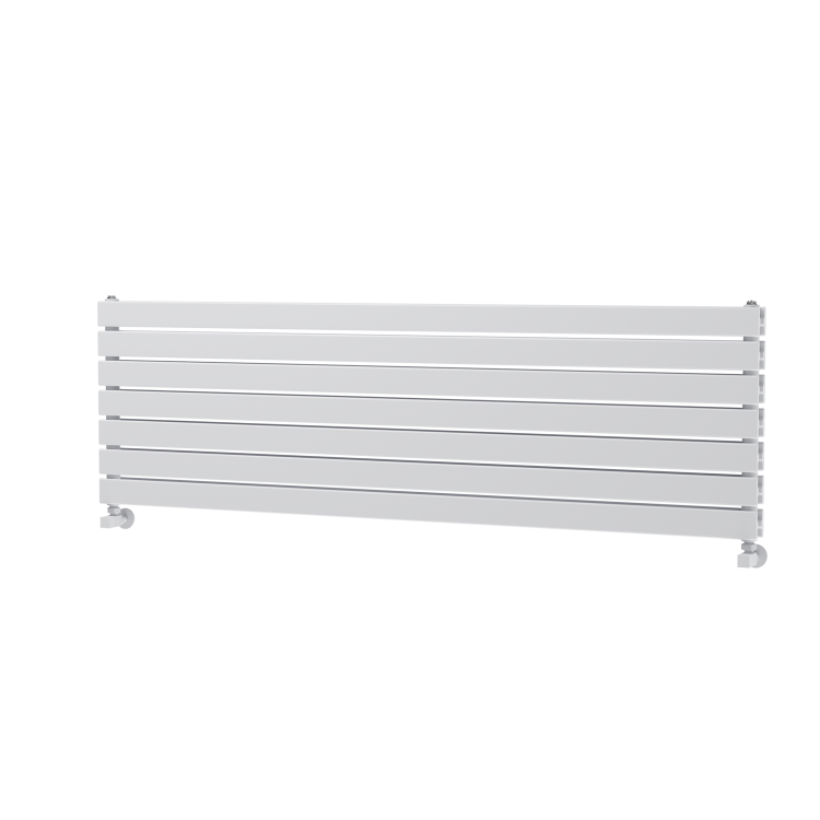 Riace Linea White Flat Designer Radiator 490x1600mm Double Panel 4392 BTU - Horizontal Bars - Image 5