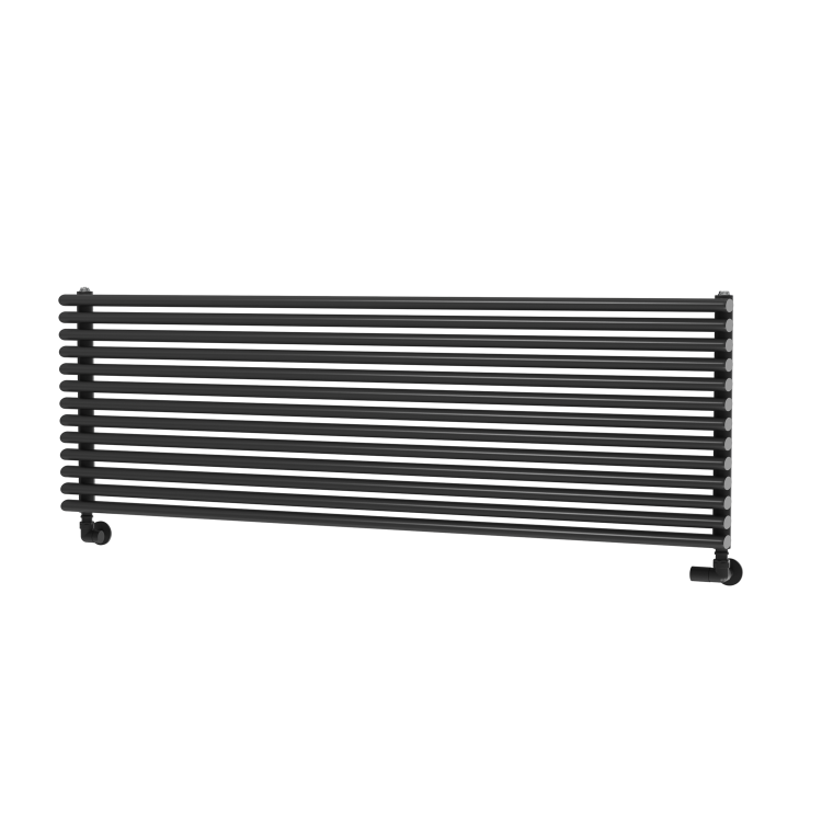 Ventura Linea Midnight Black Oval Unique Designer Radiator 455x1400mm Single Panel 3420 BTU - Horizontal Bars - Image 4