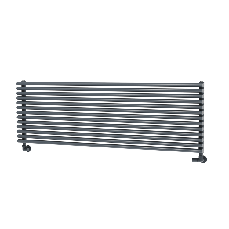 Ventura Linea Dark Grey Anthracite Oval Unique Designer Radiator 455x1400mm Single Panel 3420 BTU - Horizontal Bars - Image 4