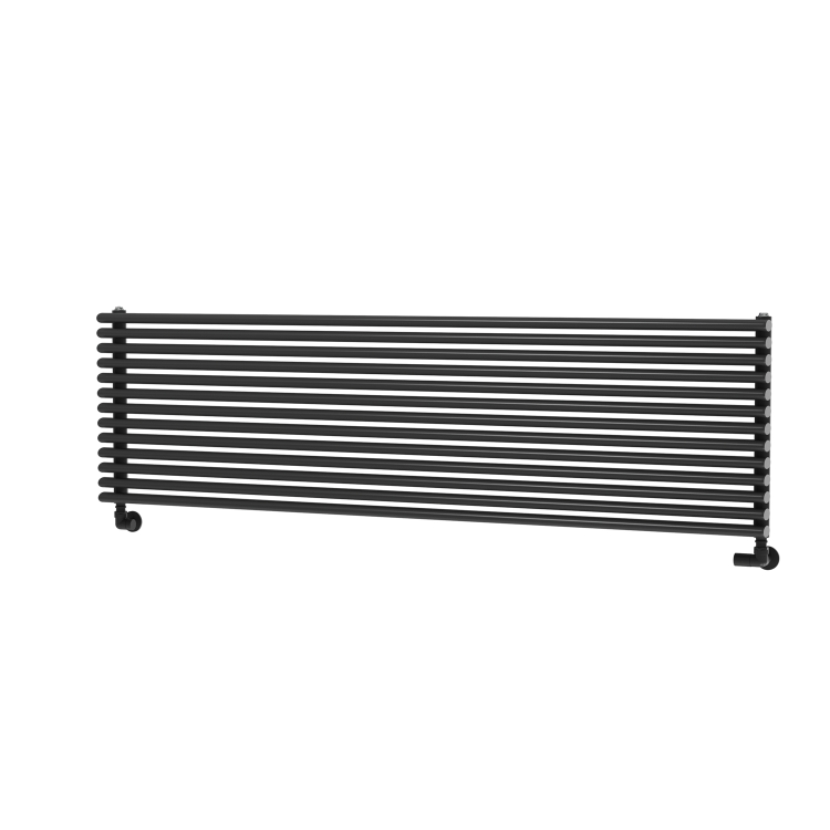 Ventura Linea Midnight Black Oval Unique Designer Radiator 455x1600mm Single Panel 4007 BTU - Horizontal Bars - Image 4