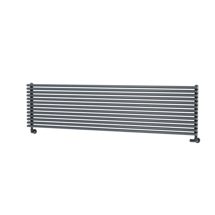 Ventura Linea Dark Grey Anthracite Oval Unique Designer Radiator 455x1800mm Single Panel 4594 BTU - Horizontal Bars - Image 4