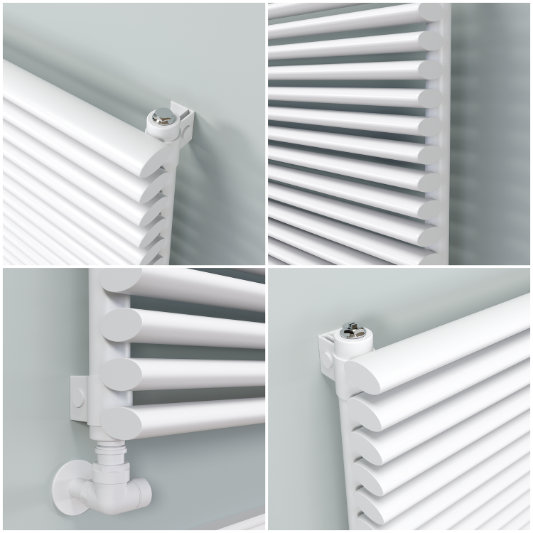 Ventura Linea White Oval Unique Designer Radiator 595x1600mm Single Panel 5212 BTU - Horizontal Bars - Image 4