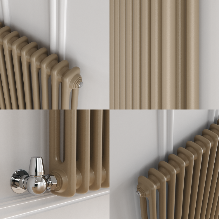Reggio Beige grey Vertical Double Column Traditional Radiator 1800x560mm 5279 BTU - Cast Iron Style - Image 5