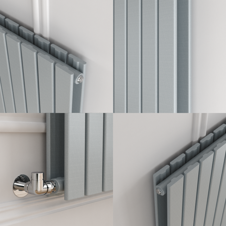 Riace Salt & Pepper Vertical Flat Designer Radiator 1800x680mm Double Panel 6947 BTU - Image 5