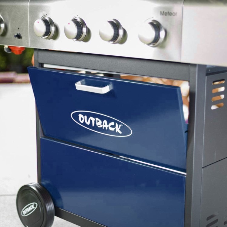 Outback Meteor - 4 Burner Gas BBQ Grill with Side Burner - Blue - Image 7