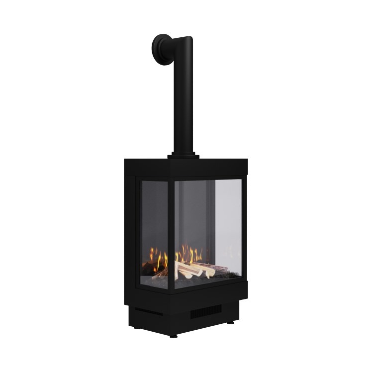 Large Electric Log Burner-Style Stove with Decorative Flue in Black - AmberGlo - Image 6
