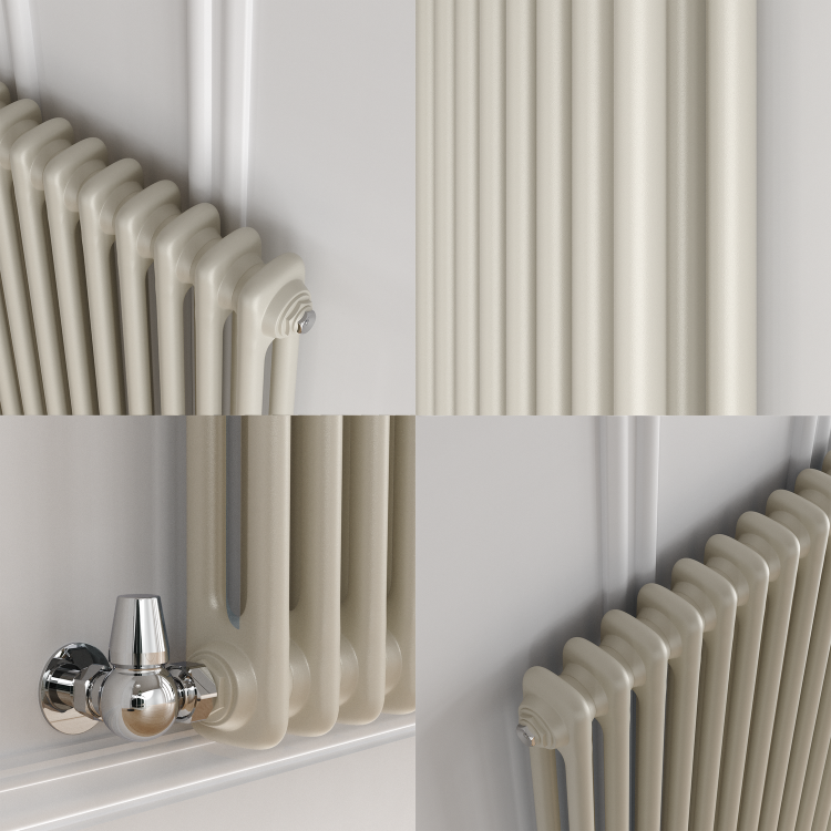 Reggio Linen Horizontal Double Column Traditional Radiator 600x830mm 2832 BTU - Cast Iron Style - Image 5