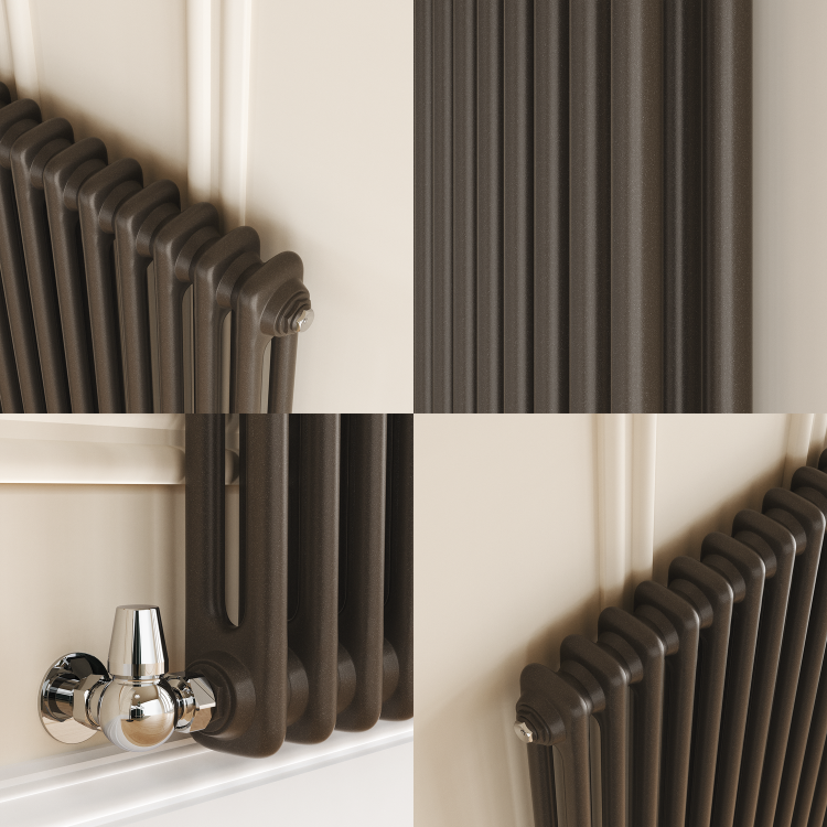 Reggio Russet Horizontal Double Column Traditional Radiator 600x1010mm 3462 BTU - Cast Iron Style - Image 5