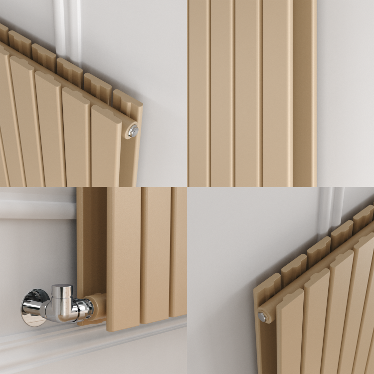 Riace Elk brown Horizontal Flat Designer Radiator 600x1156mm Double Panel 4370 BTU - Image 5
