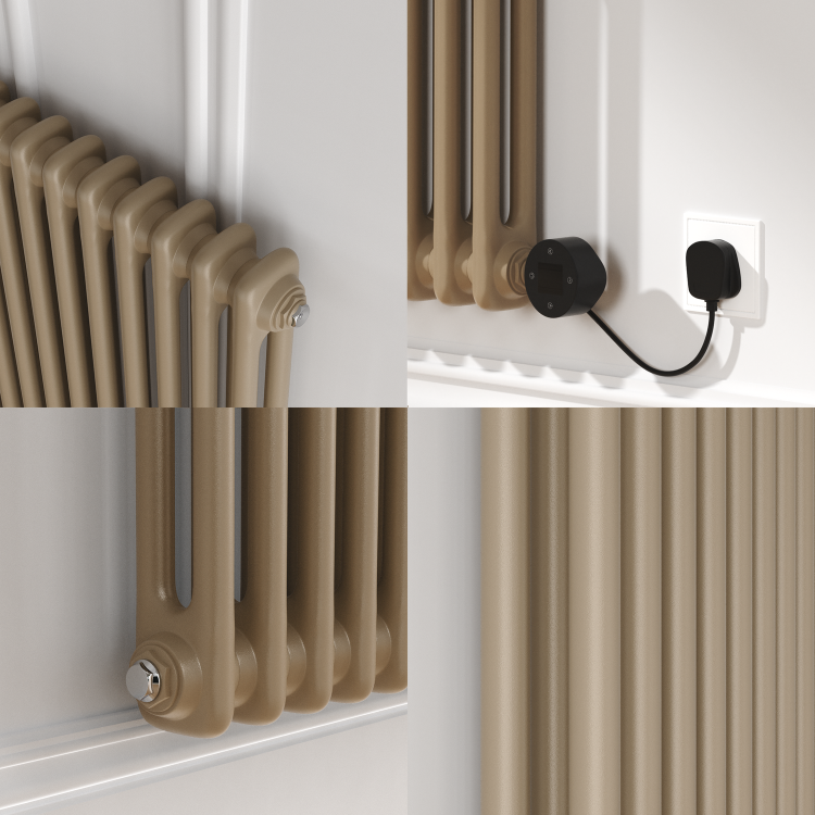 Beige Grey Horizontal Smart Electric Radiator with Wi-Fi Thermostat - 600W - H600xW590mm - Bathroom Safe - Image 5