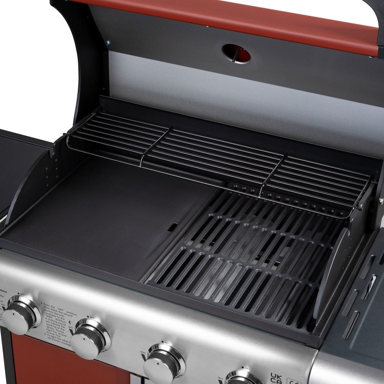 Boss Grill Kentucky Premium - 4 Burner Gas BBQ Grill with Side Burner - Red - Image 6