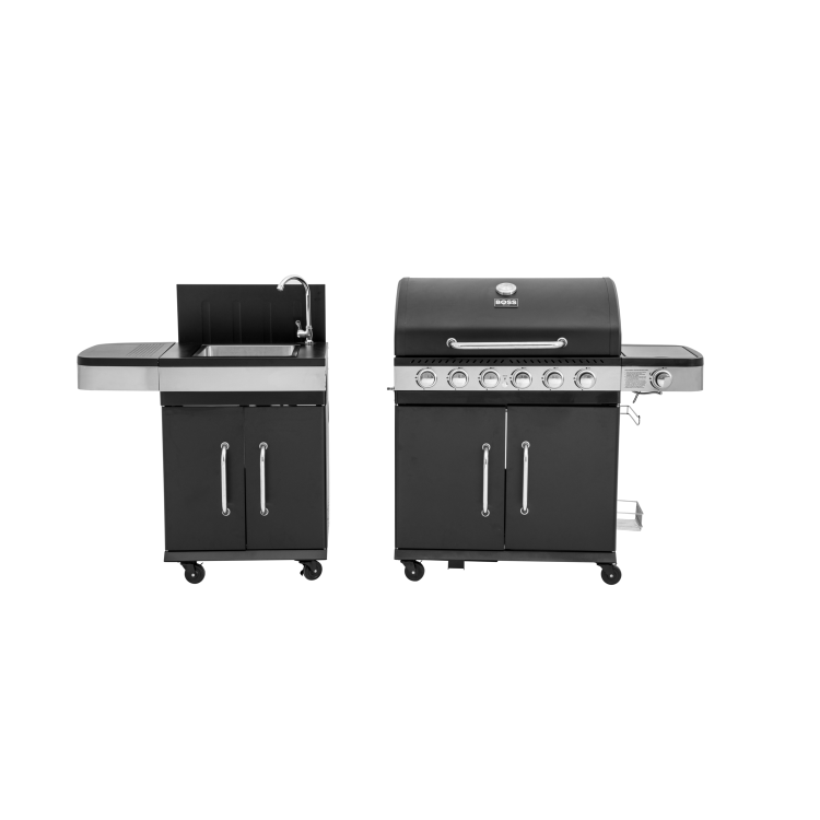 Boss Grill Alabama Modular Outdoor Kitchen - 6 Burner Gas BBQ with Sink - Black - Image 5