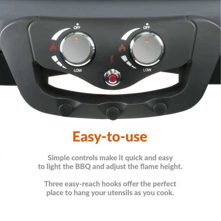 Boss Grill Deluxe Portable - 2 Burner Gas BBQ Grill with Trolley - Grey - Image 6