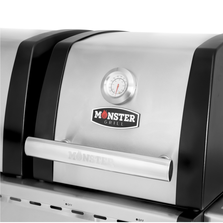 Monster Grill 6 Burner Double Header Gas BBQ - Stainless Steel - Image 6