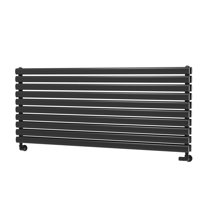 Sorrento Linea Midnight Black Oval Designer Radiator 590x1400mm Double Panel 5014 BTU - Horizontal Bars - Image 5