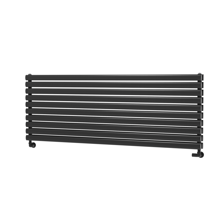 Sorrento Linea Midnight Black Oval Designer Radiator 590x1600mm Double Panel 5676 BTU - Horizontal Bars - Image 5