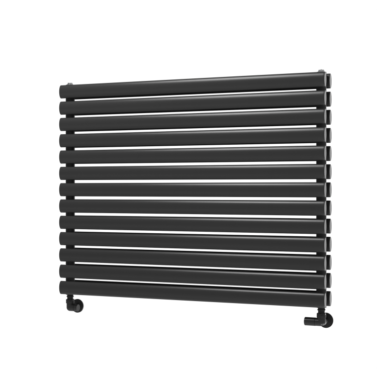 Sorrento Linea Midnight Black Oval Designer Radiator 767x1000mm Double Panel 4799 BTU - Horizontal Bars - Image 5