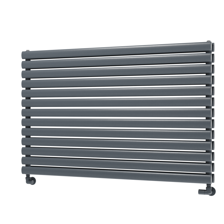 Sorrento Linea Dark Grey Anthracite Oval Designer Radiator 767x1200mm Double Panel 5659 BTU - Horizontal Bars - Image 5