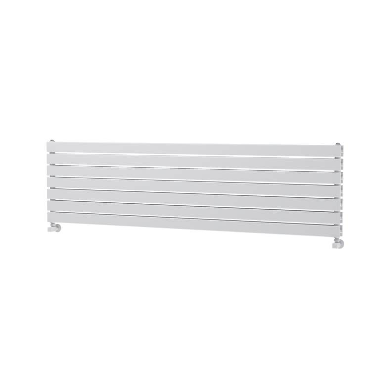 Riace Linea White Flat Designer Radiator 490x1800mm Double Panel 4863 BTU - Horizontal Bars - Image 5