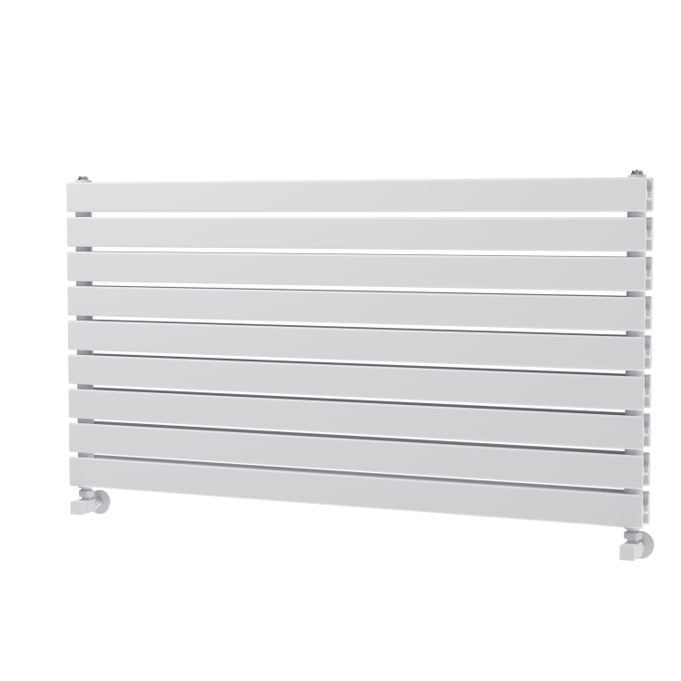 Riace Linea White Flat Designer Radiator 630x1200mm Double Panel 4386 BTU - Horizontal Bars - Image 5