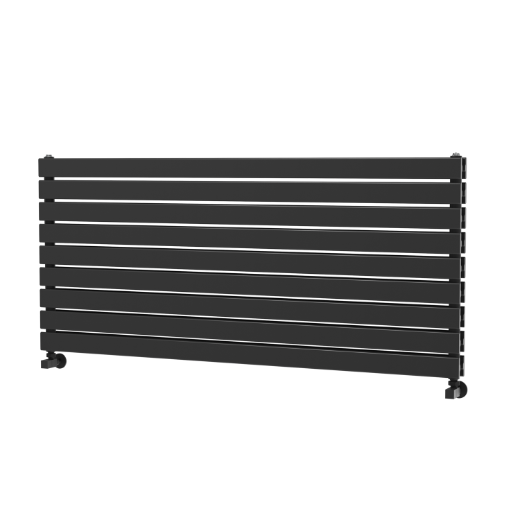 Riace Linea Midnight Black Flat Designer Radiator 630x1400mm Double Panel 5027 BTU - Horizontal Bars - Image 5