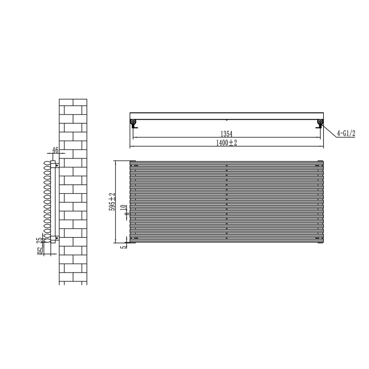 Ventura Linea White Oval Unique Designer Radiator 595x1400mm Single Panel 4498 BTU - Horizontal Bars - Image 6